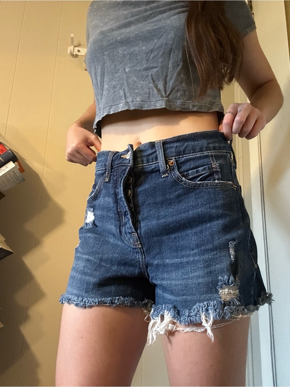 Old Navy Size 2 Distressed Dark Blue Denim Shorts